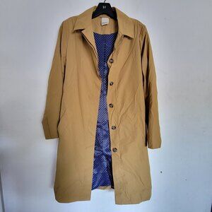 NEW Baldwin Kansas City Long Trench Coat Raincoat Tan Blue Size XS